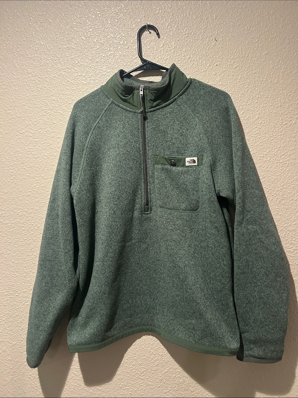 The North Face Men's Olive Green Half-Zip Fleece Pullover